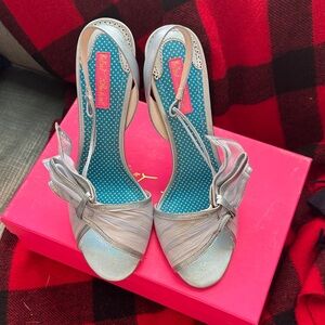Betsey Johnson Metallic Silver Heels with Bow